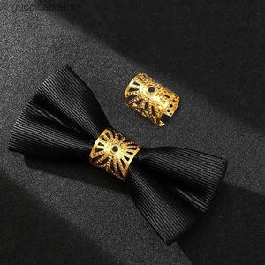 Laços Mens Moda Bowtie Acessórios Womens Silk Bow Ties Scarf Buckle Personalidade Nova Cor de Ouro Simples One-Peça DIY Hoop Y240329