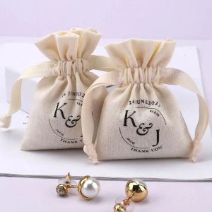 Jewelry Cotton Ribbon Gift Bags 8x11cm 9x12cm 10x15cm 13x17cm Pack 50 Makeup Dust Sack Jewelry Packaging Pouches