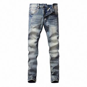 FI Bordado Designer Men Jeans Jeans de alta qualidade Retro Azul trecho Slim Ripped Men Men Italian Stylen Vintage calças g4zo#