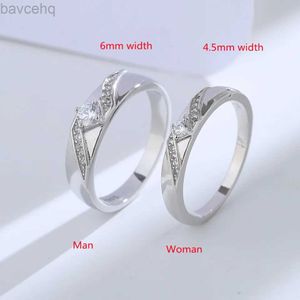 Bröllopsringar Köpare 925 Sterling Silver Couples Ring Set Light White Zircon Ring Finger For Woman Man Classic Wedding Fine Jewelry Circle 24329