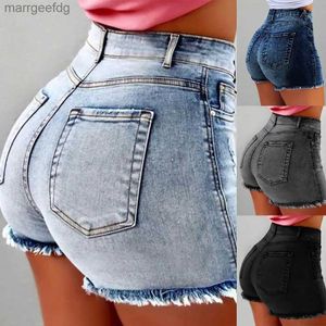 Women's Shorts 2020 Summer Hot Women Jeans High Waist Denim Fringe Frayed Ripped for with Pockets 240329