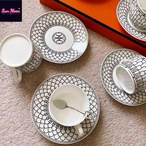 Cups Saucers European Bone China Black Coffee Cup Ceramic British Plate Set Afternoon Tea With Tableware