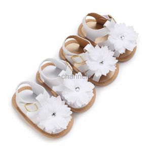 Sandálias 0-18m bebê verão nova menina sandálias flor decoração anti deslizamento de borracha sola macia sapatos planos primeiro sapato de caminhada 240329