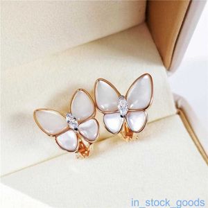 Original 1to1 High -End -Marke Designer Ohrringe Vanclef Schmetterling Ohrringe mit 18 Karat Gold Vanclef Roségold Butterfly Ohrringe Brautohrringe für Frauen