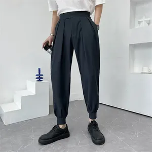 Męskie spodnie 2024 9 część kostki Mężczyźni Mężczyźni Lekkie cienkie plisowane modne dna swobodne ubrania streetwearne zużycie