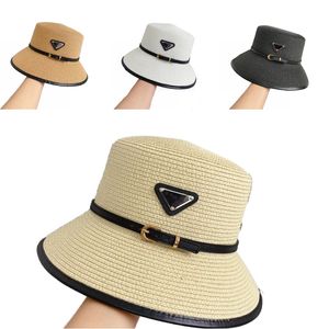 Cappelli di paglia designer donna cappello da spiaggia triangolo tessuto semplice cappello estivo da esterno cappello traspirante a tesa larga con lettera firmata anti scottature multi colori hg144