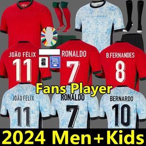 2024 Euro Cup Soccer Jerseys Portugal Ronaldo Bruno Fernandes Joao Felix Bernardo Andre Silva Diogo Neves R. Leao Portuguese Home Away Football Shirt Men Kids Kits Kits