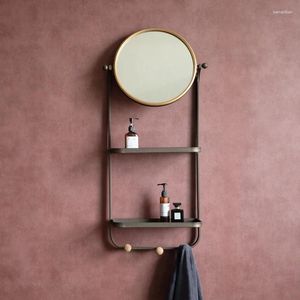 Kitchen Storage Metal Iron Art Bathroom Rack Angle Frame Wash Basin Wall-Mounted Hook Mirror