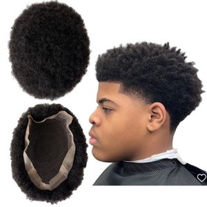 Indian Virgin Human Hair Systems #1B Natural Black 2mm Afro Full Lace Toupee 8x10 Durable Lace Unit for Black Men