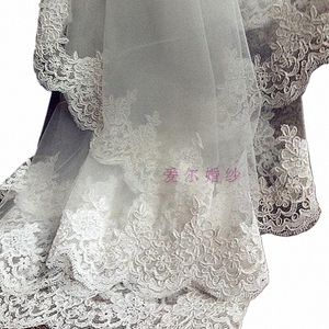 white ivory Wedding Accories Lace 3M Cathedral Length White Bride Veil Lace Mantilla i4MI#