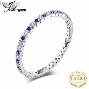 Anéis de casamento JewelryPalace Criado Blue Spinel 925 Sterling Silver Wedding Band Ring para Mulheres Noivado Festa Presente Moda Jóias Finas 24329