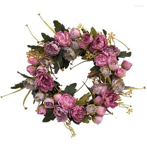 Decorative Flowers ABSF Simulation Garland Door Decoration Artificial Silk Peony Flower Wreath Wedding Window Layout