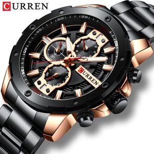 CURREN Sport Quarz Herrenuhr Neue Luxus Mode Edelstahl Armbanduhren Chronograph Uhren für Männliche Uhr Reloj Homb3347