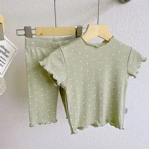 6m4y bebek kıyafetleri yaz pijamaları set polka nokta ev takım elbise yürümeye başlayan kostüm kız tees şort 2 parça çocuk kıyafetleri 240327