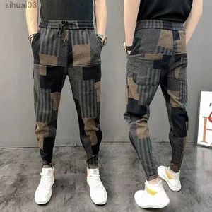 Mäns jeans herrar casual patch tryck vår och höst koreansk designer väska byxor gymkläder japanska gatukläder harem jogging byxor mensl2403