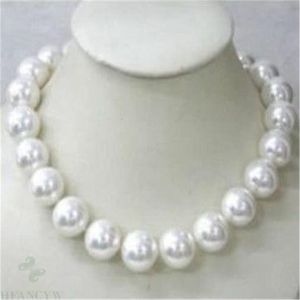 Ожерелье из белого жемчуга ААА, 18 мм, 18 дюймов, подарочная застежка, аксессуары, подвеска 240329