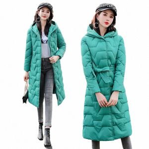 Dicke Warme Mäntel Snoar Elegante Outwear Koreanische Jacke Sobretudos Mit Gürtel Winter Mit Kapuze Dünne LG Parkas Mäntel Frauen K1DN #