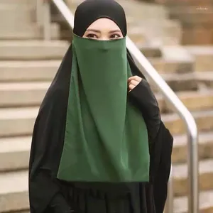 Abbigliamento etnico Islamico Uno strato Niqab Hijab Modesto Copricapo Foulard Ramadan Musulmano Pianura Araba Donna Velo Copricapo Copricapo nero