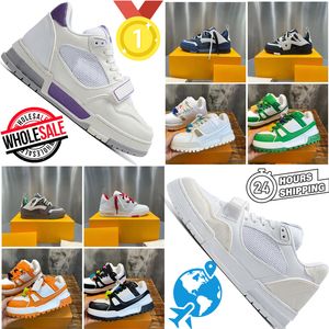 Designer Trainer Sneaker Sneaker Scarpe casual Uomo Donna Scarpe da corsa Sovrapposizioni Abloh in pelle di vitello Bianco Verde Rosso Blu Scarpe da esterno