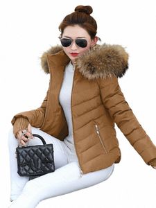 autumn Female Jacket 2024 Hooded Warm Coat Fake Fur Collar Parkas Woman Slim Winter Jacket Women Short Down Cott f8aX#