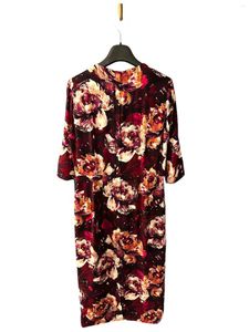 Casual Kleider 2024 Mode Frauen Rose Print Futter Seide Leopard Mid-sleeve Kleid Sizilianische Hohe Qualität Designer