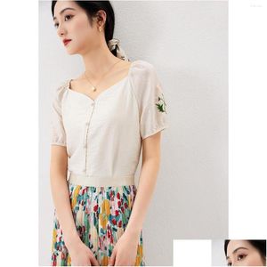 Womens Blouses Shirts Summer Embroidery Blouse Women Blusas De Mujer Thin Puff Sleeve Plover Casual Drop Delivery Apparel Clothing Ot7Oq