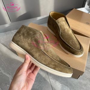 Casual Shoes Winter Man Loafers Suede High Top Flat Round Toe Slip On Causal Moccasins Driving Open Walk Women Ankle Boots