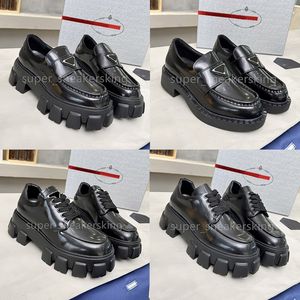 Scarpe firmate Uomo Mocassini Monolith Sneakers Donna Morbida pelle bovina Platform Sneaker Triangolo Logo Scarpe eleganti in pelle Scarpe da ginnastica robuste Con scatola taglia 35-46