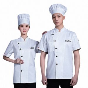 Pizza Chef Kellner Uniform Großhandel Unisex Küche Bäckerei Catering Arbeit Koch Kurzarm Hemd Mütze oder Kochjacke Apr. Hut Set s8gG #