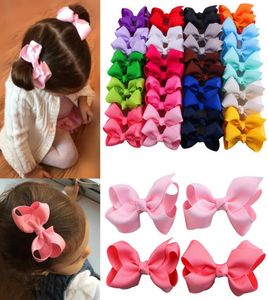 Cute 20 Colors Korean 3 INCH Grosgrain Ribbon Hairbows Baby Girl Accessories with Clip Boutique Hair Bows 40pcslot9331045