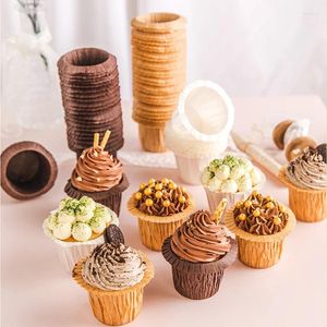 Formy do pieczenia 30pcs/Set Muffinc Cups Cupcake Cake Cup Pudełko Pudełka Deser Taca Formalna kapelusz Smarowe narzędzia papierowe