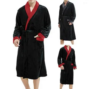 Home Clothing Unisex Bathrobe Cozy Men's Winter Nightgown With Plush Coral Fleece Long Sleeves Tie Waist Stylish Homewear Robe For Great