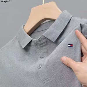 Tang Mi Summer New Short Sleeved T-shirt Mens Pure Cotton Polo Collar Solid Color Casual Trend Middle Aged Top Half Sleeves