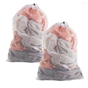 Laundry Bags 2pcs Apartment Reusable Mesh Bag With Drawstring Storage Organizer Underwear Socks Bathroom For Washing Machine Cleaning