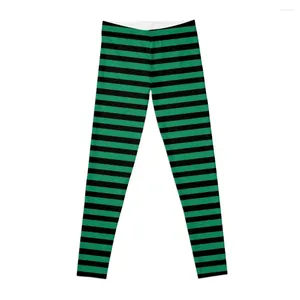 Активные брюки Хэллоуин Полосы - черно -зеленый классический полосатый рисунок от Cecca Designs Leggings для физических женщин