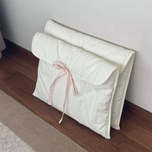 Ins bonito arco rosa casual saco minimalista algodão coreia portátil tablet sacos moda nicho cor sólida maleta para mulher 240320