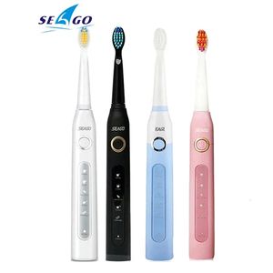 Seago escova de dentes sônica recarregável SG-507 sonic adulto escova de dentes elétrica 2 min temporizador 5 modos de escovação branqueamento Cleaning240325