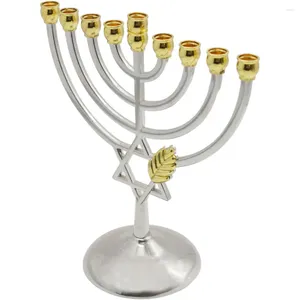 Portacandele Portacandele Hanukkah Candeliere Festa in metallo Festival ebraico 9 rami Decorazione da tavolo