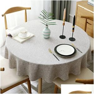 Mats Pads Plain Cotton And Linen Round Tablecloth Solid Color Table Er For Cloth Dining Tea Home Obrus Tafelkleed Mantel De Mesa Drop Otphg