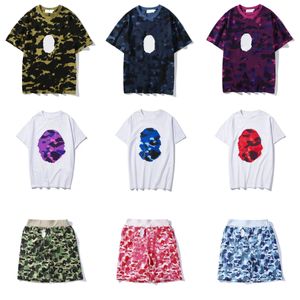 T 셔츠 Tshirt 남성 디자이너 티셔츠 260g 순수면 재료 위장 패턴 편지 인쇄 아시아 크기 도매 2 조각 5% 할인