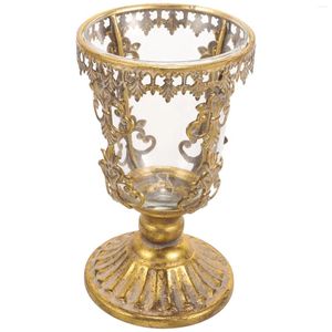 Vases Vase Golden Flowerpot Decor Household Desktop Glass With Metal Frame Table