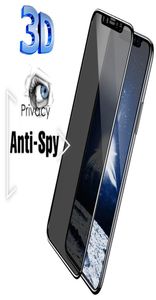 3D Anti Spy Protectors Peep Sekretess Tempererat glas för iPhone 13 Pro XS Max XR X Screen Protector 7 8 6 6S plus SE 12 Film7410234