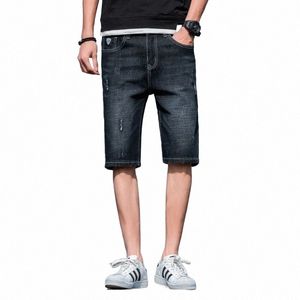 Jugendlich Vitality Straight Denim Shorts Herrenbekleidung Vintage Stilvolle Distred Sommertaschen Spliced Mid Waist Kniehosen J9ZJ #