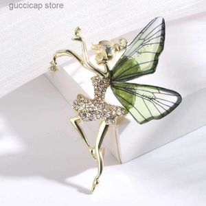 Pins Brooches Dmari Women Brooch Royal Blue Pins Cute Fairy Insects With Crystal Wings Lapel Pin Party Accessories Luxury Jewelry For Clothing Y240329