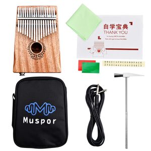 Muspor 17 Tone Eq Electric Box Peach Blossom Core Wood Thumb Piano, Carimba Finger Piano med Package+Thread - Garland