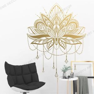 Aufkleber Mandala-Wandaufkleber, Mandala-Lotus-Aufkleber, Geschenk für Schwester, beste Freundin, Geschenk, Mandala-Blumen-Design, Tapete, Wandgemälde, abnehmbar, rb502