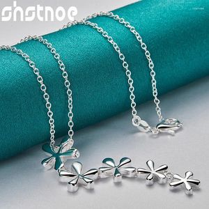 Disposable Flatware SHSTONE 16-30 Inch Chain Noble 925 Sterling Silver Flower Pendant Necklace For Women Bridal Wedding Birthday Party Charm