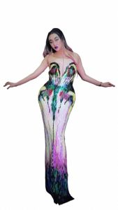 Donne LG Colore di paillettes colorato DR Evening Party Wear Luxurious Stretch Prom Birthday Celebrate Female Dres M0SF#