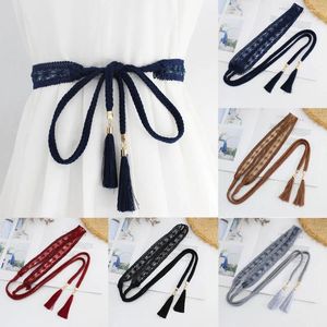 Belts Knitted Waist Belt Lace Cotton Thread Chain Women Tassel Braided Thin Rope Knot Waistbands Dress Decoration