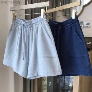 Damen Shorts Sommer Frauen Denim Casual Lose Elastische Taille A-Linie Dünne Kurze Jeans Weibliche Vintage Hot Pants Streetwear 240329